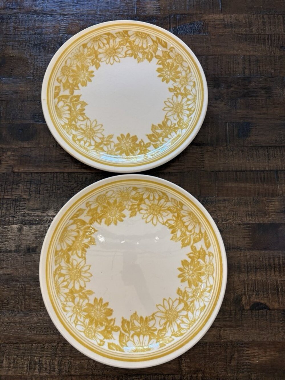 Vintage Yellow Floral Ironstone Dinner Plates USA Jamestown China